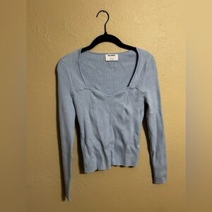 Old Navy sweetheart neckline long sleeve shirt, size L, light blue